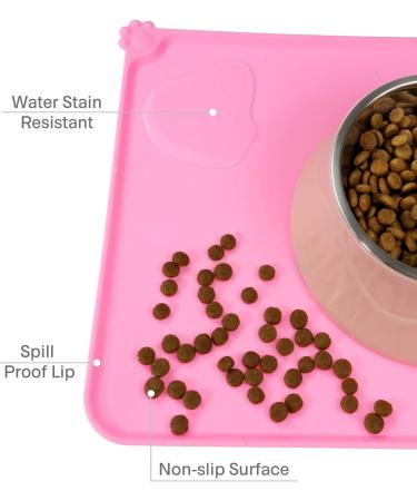 Toplory Waterproof Non-Slip Silicone Bowl Pad for Dogs & Cats | 53x37cm Pink Feeding Mat - Durable & Easy to Clean - Buy Online on GoSupps.com