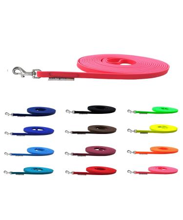 Tow leash biothane dog leash small dogs 9mm 3m / 10m / 15m dog leash biothane (20m without hand loop neon pink) 20m without hand loop neon pink