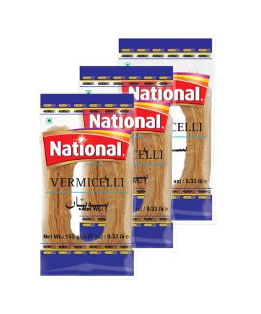 National Foods Vermicelli 5.29 oz (150g) | Easy To Cook | Traditional Sweet & Tasty Treat | PP Bag | Pack of 3