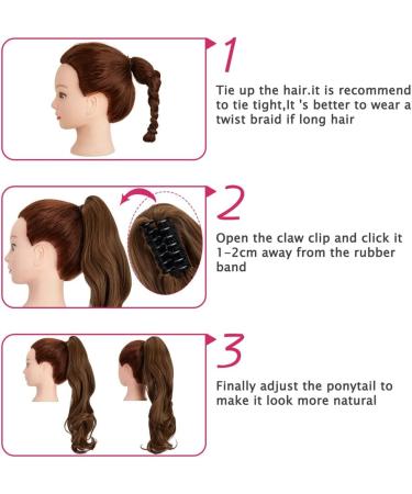 Claw on Ponytail Clip in Hair Extensions Straight Curly Wavy Long Hair Piece Pony Tail Synthetic Claw Jaw Ponytail Extensions 18" Curly Light Auburn 18 Inch-Curly Light Auburn-Curly - Buy Online on GoSupps.com
