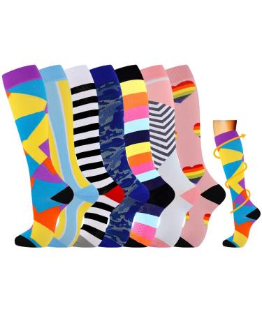 Losvcbcx 7 pairs of compression socks for women and men with 15 20 mmHg are the best sports and medical stockings for nurses on air travel Mix -15 L-XL