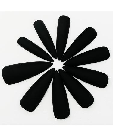 LoveOurHome 100pc Stiletto Press on Nails Matte Black False Nails Acrylic Nail Tips for Women - DIY Manicure Design - Buy Online on GoSupps.com