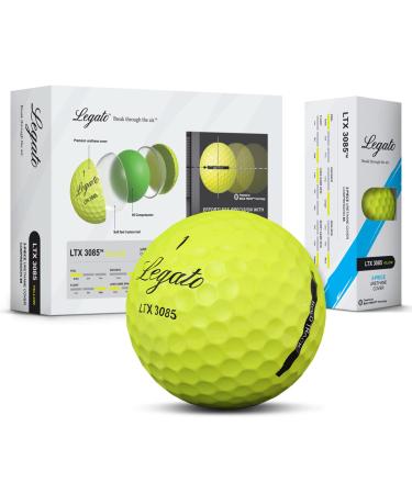 Legato Golf Balls, LTX 3085 | Designed to Help Golfers Break 90 | Maximized Distance with Softer Feel | 3 Piece | Urethane Cover | 85 Compression | One Dozen Yellow Dozen (12-Count)