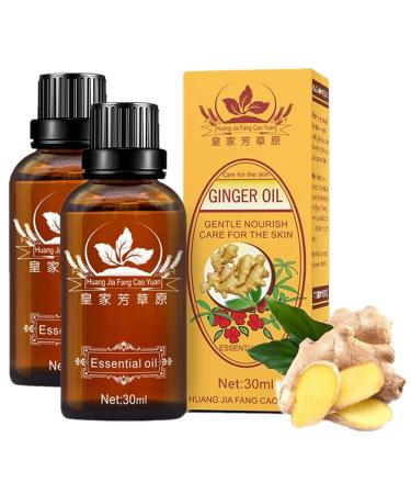Ginger Root Essential Oil Lymphatic Drainage Ginger Oil 100% Pure Natural Essential Oils for Massage Body Massage Oil Promote Blood Circulation Relieve Muscle Soress 2-Pack