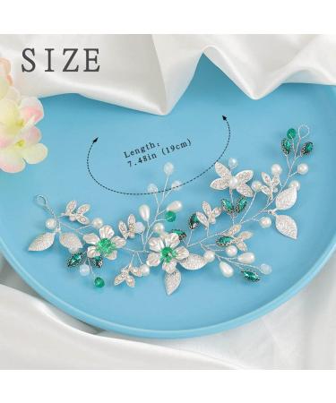 IYOU Crystal Bridal Hair Vine Green Pearl Wedding Headband Rhinestone Beades Headpiece Brides Bridesmaid Hair Accessories for Women - Buy Online on GoSupps.com