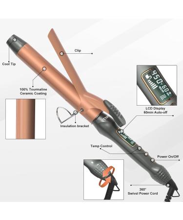 Thirtek 1 1/4 Inch Curling Iron Dual Voltage LCD Display Professional Ceramic Tourmaline Hair Curler for All Hair Types Instant Silky Curls Copper Brown - Buy Online on GoSupps.com