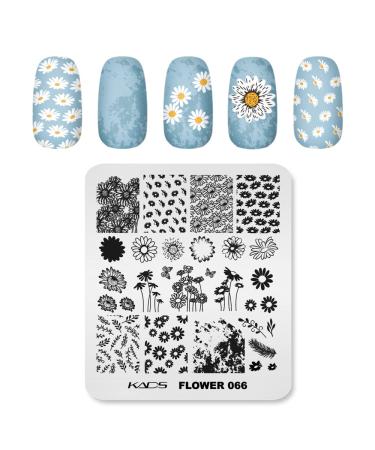 KADS Nail Stamping Template Sunflower Nail Stencil Nail Stamp Decoration Plate DIY Tool (Flower 066)