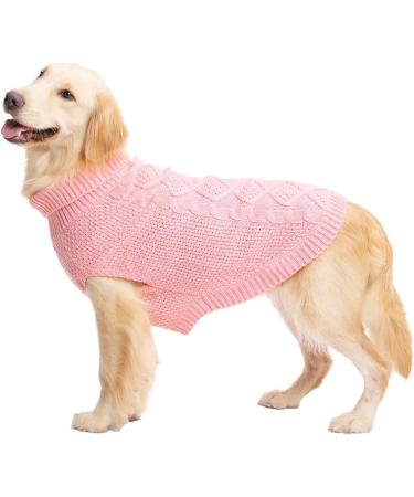 Mihachi Turtleneck Dog Sweater | Classic Cable Knit Winter Coat Apparel with Leash Hole | Ideal Gift for Pets | Large Flesh Pink - Buy Online on GoSupps.com