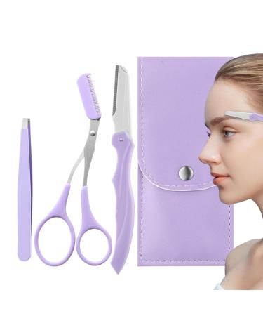 Eyebrow Shaping Grooming Kit - Precision Eyebrow Grooming Kit | Eyebrow Trimming Grooming Kit With Storage Bag For Women Men Purple