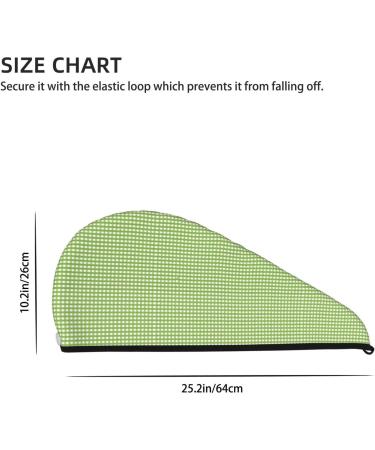 Hair Towel Wrap - Quick Drying Green Gingham Towel Turban with Button | International Shipping - Buy Online on GoSupps.com