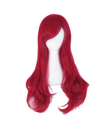 MapofBeauty 28" 70cm Long Curly Hair Ends Costume Cosplay Wig (Dark Red) - Buy Online on GoSupps.com