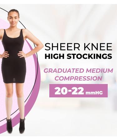 GABRIALLA Sheer Knee High Compression Stockings 20-22 mmHg Closed Toe Nude - 2XL - Buy Online on GoSupps.com