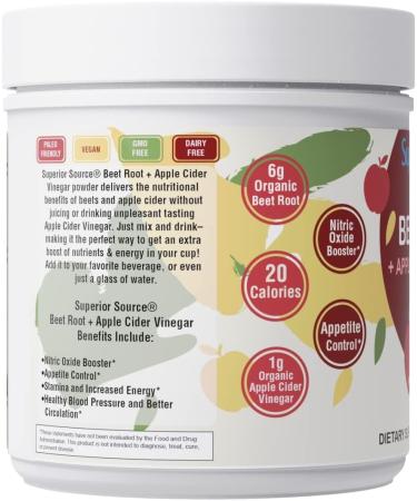 Organic Beet Root + Apple Cider Vinegar Powder - Nitric Oxide Booster - 30 Servings - Heart Health & Immunity Support - Non-GMO - Buy Online on GoSupps.com