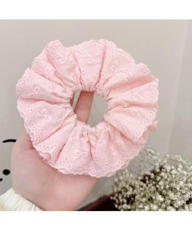 Eye Catching Lace Scrunchies for Women Large Elastic Hair Scrunchy Ponytail Holder Perfect for Everyday Use Pink - Buy Online on GoSupps.com