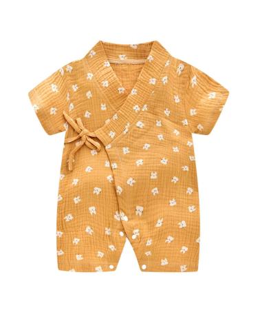 PAUBOLI Baby Kimono Robe Newborn Cotton Yarn Bodysuit Romper Infant Japanese Pajamas 0-24 Months 0-3 Months Cat