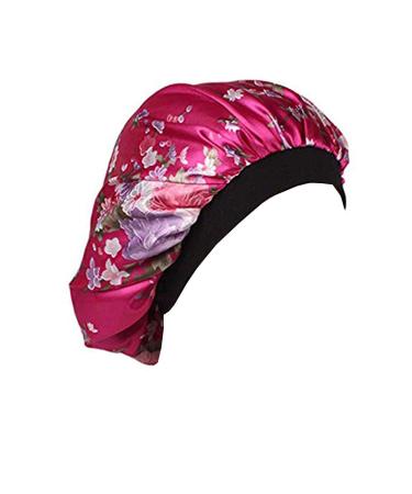 Soft Satiny Sleep Cap Bonnet Wide Band Night Sleep Hats for Womens Hair Loss Natural Hair Pink