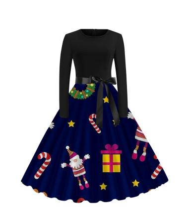 Women's Christmas skirt Hoodie costume Cartoon hooded sweater party clothes mini sweater Christmas Christmas Merry Christmas Christmas dresses narrow rock dark blue m