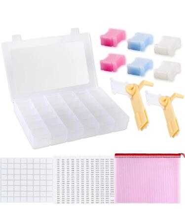 Embroidery Floss Organizer Box, 17 Compartment Plastic Box with Lid, Embroidery  Thread Organizer with 100 Cardboard Bobbins and 640 Floss Number Stickers, Cross  Stitch Supplies, Storage, and Thread