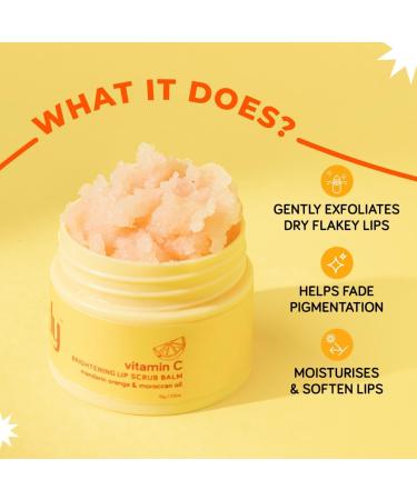 Vitamin C Lip Scrub Balm | 85% Dark Lip & Pigmentation Reduction | Vegan Mandarin Orange & Argan Oil | 15g for Men & Women - Buy Online on GoSupps.com