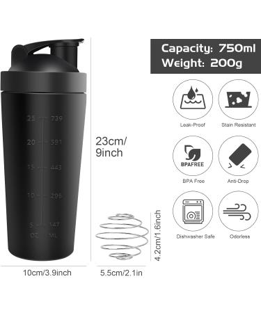 Joligaea Stainless Steel Protein Shaker 750ml - Fitness Shaker with Scale for Protein Diet & Sports | Black - Buy Online on GoSupps.com