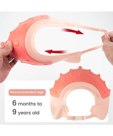 Funupup Adjustable Shower Hood for Kids - Crown Shape Hair Wash Shield Baby Visor for Eyes & Ears Pink & Yellow Dinosaurs - 2 Pieces - Buy Online on GoSupps.com