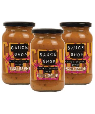 Sauce Shop - Golden Coconut Curry Simmer Sauce Pack of 3 - Indian Cooking Sauce - 3x 360g Glass Jars