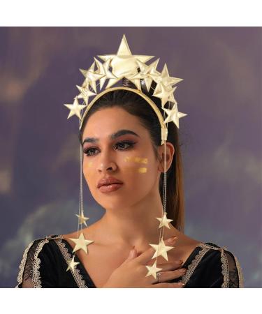 Fashband Stars Headband Gold Halo Crown Hair Band Glitter Tiara Headpiece Party Festival Costume Hair Accessories for Women and Girls - Buy Online on GoSupps.com