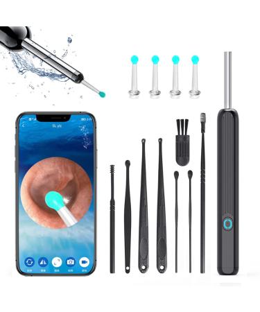 Sadodo Wireless Ear Wax Remover Camera Otoscope 3.6mm 1296P HD Ear Endoscope Spoon Pick Cleaning Tool with LED Lights Black B Style Black Otoscope Kit