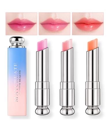3PCS Color Changing Lipstick Tinted Lip Balm Long Lasting Moisturizing Magic Lipstick Temperature Color Change Jelly Lipstick Lip Gloss Sets For Women Girls