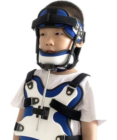 Neck protection cervical spine orthosis for children adjustable cervical thoracic orthosis U-lende vertebrae of cervical thoracic corrector to relieve the neck and upper back injuries (color: l Blu