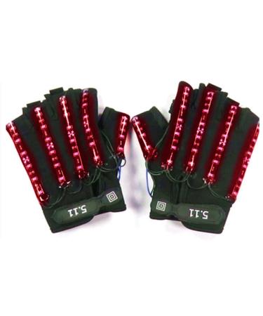QQY LED Gloves Light up Gloves Set LED Skeleton Gloves and LED Party Glasses LED Light Up Eyeglasses Battery Red
