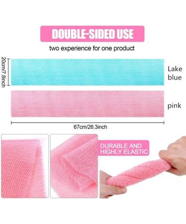 2 Pcs African Net Sponge - Exfoliating Bath Sponge & Back Scrubber for Shower - Daily Use Towels - Lake Blue Pink - Buy Online on GoSupps.com