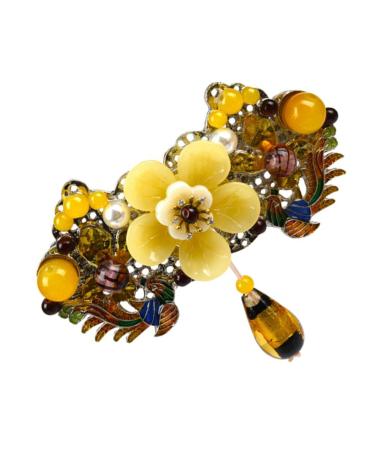 FRCOLOR Metal Flower Barrettes Hairpin Back of Head Vintage Alloy Ponytail Barrette