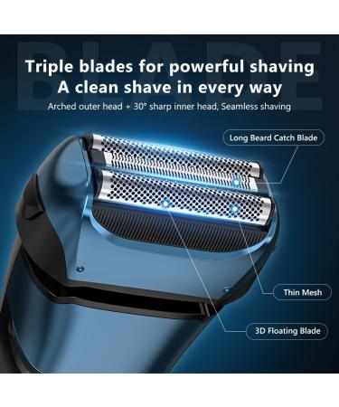 Sejoy Electric Razor for Men - Wet & Dry Foil Shaver with 3-Blade 7500 RPM Motor IPX7 Waterproof - Peacock Blue | International Shipping - Buy Online on GoSupps.com