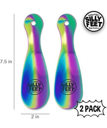 Rainbow Stainless Steel Shoe Horn Set - Two 7.5 Short Shoehorns for Kids or Adults | Travel Size Metal Shoe Helper for Sneakers, Boots, Seniors - Men and Women - Buy Online on GoSupps.com