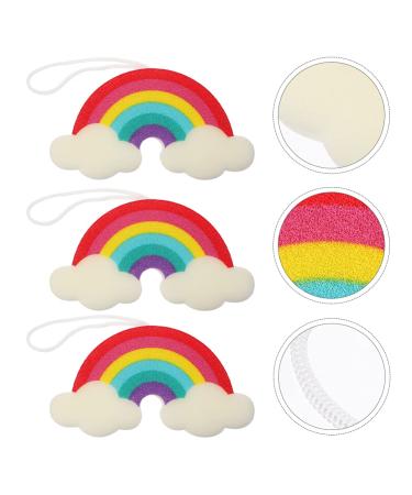 Soft Rainbow Bath Sponges - 3pcs Body Shower Loofah Scrubber for Ultimate Clean & Comfort - Buy Online on GoSupps.com