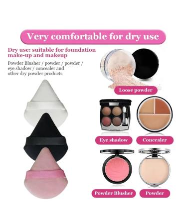 SBTRKT 6 Pack Velvet Powder Puffs | Soft Lightweight Makeup Sponges | Perfect Finish Triangle Design (Black - Buy Online on GoSupps.com