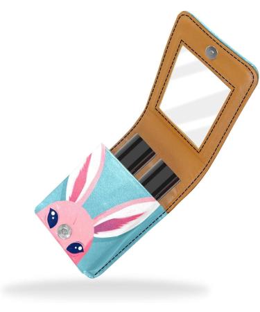 Buy Cartoon Rabbit Leather Lipstick Case - Mini Lip Gloss Organizer with Mirror for Travel | International Shipping Available - Buy Online on GoSupps.com