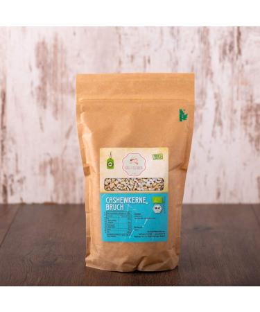 s ssundclever.de |Bio Cashewbruch |Cashewkerne |Cashew pieces |1kg |Plastic-free and ecological-sustainable packed |Cashew pieces 1000.0 gram