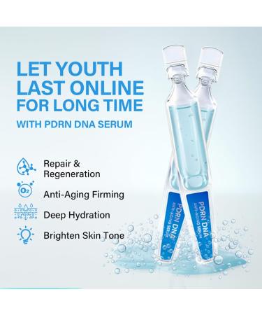 PDRN Salmon DNA Serum 5000ppm Anti-Aging Face Treatment with 6 Hyaluronic Acids Collagen & Glutathione for Intense Hydration Improves Wrinkles Dullness and Skin Elasticity - 0.05 fl.oz x 30e - Buy Online on GoSupps.com