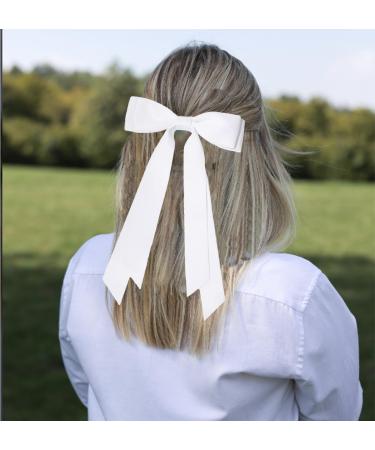 MUNSKT 3PCS Hair Bows Clip Black White Hair Bow with Long Silky Satin French Hair Bows for Women - Buy Online on GoSupps.com