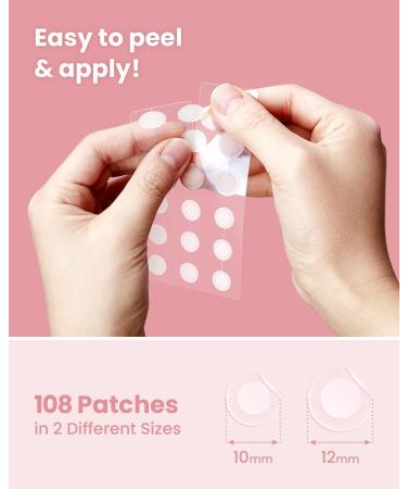 Glam Up Hydrocolloid Acne Patches (108 Counts) - Invisible Ultra Thin Spot Cover Absorbing Pimple Facial Stickers for Zit and Blemishes 2 Sizes 10mm & 12mm - Buy Online on GoSupps.com