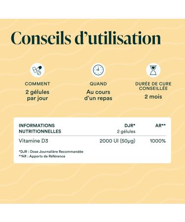 NOVOMA Vitamin D3 2000 IU/d Natural Vitamin D Micro-Encapsulated - High Absorption Immune System Bone & Muscle Health 2 Month Cure 120 Capsules Made in France - Buy Online on GoSupps.com