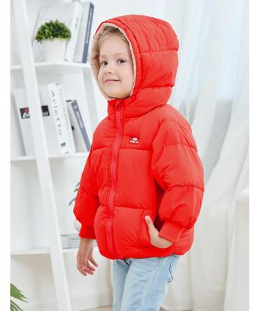 Kids4ever Baby Boys Girls Winter Coat | Red Hooded Jacket | Windproof Fleece Outerwear for Toddlers | 4-5 Years - Buy Online on GoSupps.com