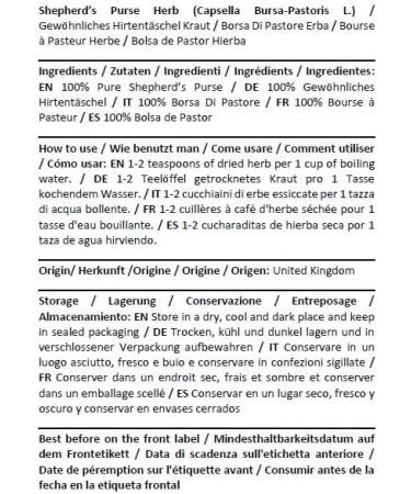 Health Embassy Herbe de Bourse Pasteur Tisane | Capsella Bursa-Pastoris L | Shepherd's Purse Herb (50g) - Buy Online on GoSupps.com