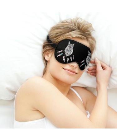 Watercolor Wolf Dreamcatcher Sleep Mask - Adjustable Eye Cover for Sleeping, Blocking Light - Men, Women - Ideal for Night, Travel, Nap - Buy Online on GoSupps.com