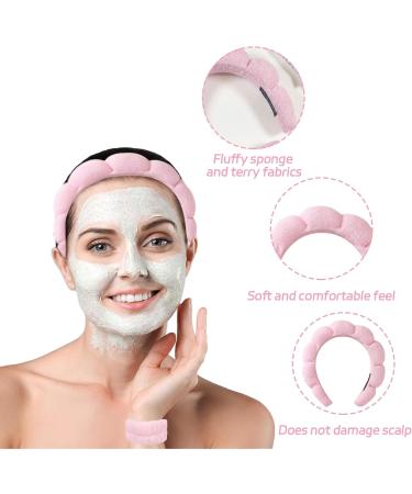 Feliciay Spa Headband for Women Sponge Terry Towel Cloth Fabric Head Band Puffy Makeup Headband Skincare Face Makeup Removal Washing Shower Cute Hair Accessories(Pink) - Buy Online on GoSupps.com