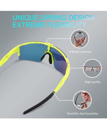 BangLong Polarized Cycling Sunglasses with 3 Interchangeable Lenses for Men Women - Ideal for Running & Baseball - Yellow Orange - Buy Online on GoSupps.com