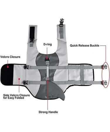 Adjustable Dog Life Vest - Gray Swimming Suit for Pets | Aqua-Top Dog Lifejacket (Large) - Buy Online on GoSupps.com