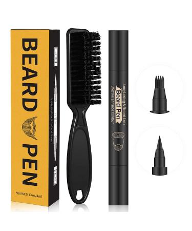 BIWIST Beard Pencil Filler for Men Beard Pen Beard Filler Pen Kit With Beard Brush Kit Male Mustache Repair Shaping Beard Define Pen Effective Enhance Beard(Black)